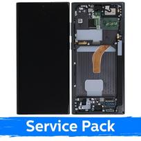 LCD ekranas suderinamas su Samsung S908 S22 Ultra su rėmeliu / Phantom Black / (Service Pack)