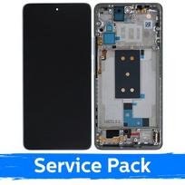 LCD ekranas skirtas Xiaomi 11T (11T Pro) su rėmeliu / Moonlight White / (Service Pack)