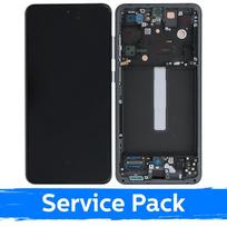 LCD ekranas skirtas Samsung G990 S21 FE 5G su rėmeliu / Graphite / (Service Pack)