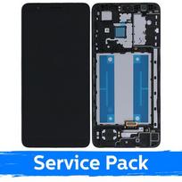 LCD ekranas skirtas Samsung A013 A01 Core (2020) juodas su rėmeliu (Service Pack)
