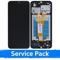 LCD ekranas skirtas Samsung A032 A03 Core juodas su rėmeliu (Service Pack)