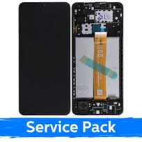 LCD ekranas suderinamas su Samsung A127 A12s (Nacho) juodas su rėmeliu (Service Pack)