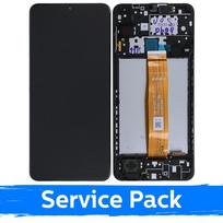 LCD ekranas, suderinamas su Samsung A125 A12, juodas su rėmu (Service Pack)
