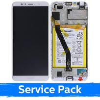 LCD ekranas suderinamas su Huawei Y6 2018 baltas su rėmeliu (Service Pack)