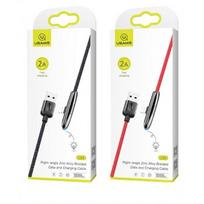 USB laidas USAMS SJ362 - U34 raudonas Lightning 120cm (90 laipsnių kampas / LED indikatoriaus)