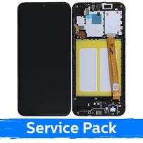 LCD ekranas suderinamas su Samsung A202 A20e juodas su rėmeliu (Service Pack)