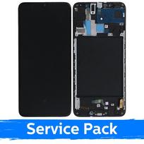 LCD ekranas suderinamas su Samsung A705 A70 juodas su rėmeliu (Service Pack)