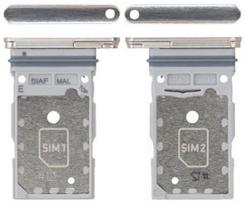 SIM kortelės laikiklis Samsung S911/S916 S23/S23 Plus Dual Cream originalus (naudotas Grade A)