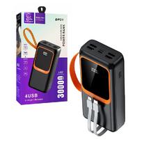 Išorinė baterija POWER BANK DENMEN 30000mAh (4xUSB; 1xUSB-C) juodas