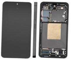 LCD ekranas Samsung S921 S24 su lietimo ekranu ir rėmeliu Onyx Black originalus (naudotas Grade B)