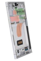 LCD ekranas Samsung S918 S23 Ultra 5G su lietimo ekranu ir rėmeliu Sky Blue/Lime originalus (service pack)