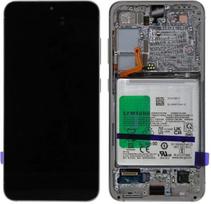 LCD ekranas Samsung S911 S23 5G su lietimo ekranu, rėmeliu ir baterija Cream originalus (naudotas Grade B)