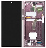 LCD ekranas Samsung S908 S22 Ultra su lietimo ekranu ir rėmeliu Burgundy originalus (paslaugų paketas)