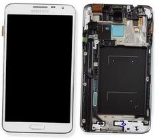 LCD ekranas Samsung N7505 Note 3 Neo su lietimo ekranu ir rėmeliu baltas originalus (paslaugų paketas)