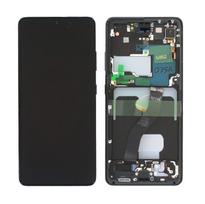LCD ekranas Samsung G998 S21 Ultra su lietimo ekranu ir rėmeliu Phantom Black originalus (surinktas paslaugų paketas)