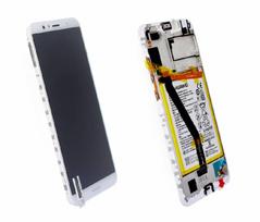 LCD ekranas Huawei Y6 2018/Y6 Prime 2018 su lietimo ekranu, rėmeliu ir baterija baltas originalus (service pack)