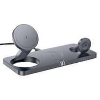 Belaidė įkrovimo stotelė Hoco 3in1 (CQ22) (MagSafe) (Telefonas; AirPods; Laikrodis) 15W pilka