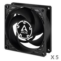 ARCTIC P8 Silent slėgiui optimizuoti tylūs ventiliatoriai, 3-pin, 80mm, juodi, 5 vnt.