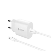 Devia wall įkroviklis Rocket PD 20W 1x USB-C baltas + laidas USB-C - Lightning