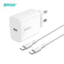 BWOO wall įkroviklis CDA233 PD 20W 1x USB-C with USB-C - USB-C laidas baltas