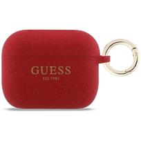 Guess Silikoninis Glitter Ring Dėklas for AirPods Pro 3 - raudonas and Glitter