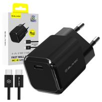 Blavec sieninis įkroviklis BC-6 GaN4 - Type C - PD QC 33W 3A su Type C į Type C laidu (TCBC6G4-CB333A+CC) juodas
