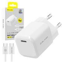 Blavec sieninis įkroviklis BC-6 GaN4 - Type C - PD QC 33W 3A su Type C į Type C laidu (TCBC6G4-CW333A+CC) baltas