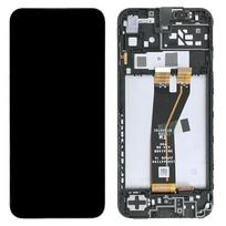 Ekranas Samsung A145 A14 4G su lietimui jautriu stikliuku ir rėmeliu Black ORG