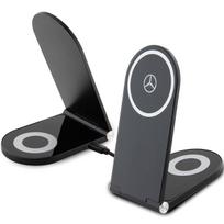 "Mercedes Silver Stars MagSafe" sulankstomas 2in1 15 W indukcinis įkroviklis - juodas