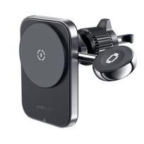 Acefast D18 automobilinis laikiklis su MagSafe / Qi indukciniu įkrovikliu + USB-A USB-C kabelis - juodas
