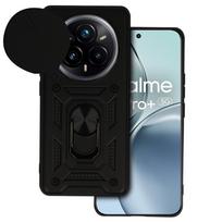Slenkančios kameros šarvuotas dėklas telefonui Realme 14 Pro Plus 5G juodas