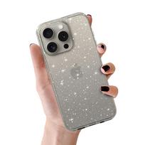 Krištolinis blizgantis dėklas telefonui Iphone 16 Pro sidabrinis