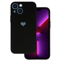 Silikoninis širdies dėklas telefonui Iphone 14 Plus, dizainas 1, juodas