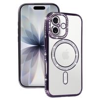 Bling Magsafe violetinis dėklas telefonui iPhone 17