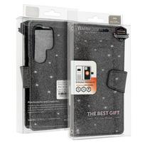 Glitter Magsafe knygos stiliaus dėklas Samsung Galaxy S23 Plus juodas