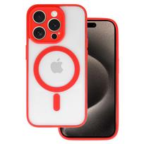 Akrilinis spalvotas magnetinis dėklas telefonui Iphone 15 Pro raudonas