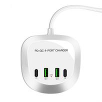 Kelioninis įkroviklis T3P+ - 2xType C + 2xUSB - QC + PD 40W baltas