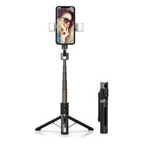 Asmenukių lazda - su nuimamu bluetooth nuotolinio valdymo pultu, trikoju ir 2 LED šviesomis - P96D-2 JUODA