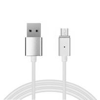 Kabelis Magnetinis Tipas 1 - USB į Micro USB - su nuimamu kištuku 1 metras SIDABRINIS (blisterio pakuotė)