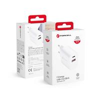 FORCELL F-ENERGY TFK-TC-35WPDAC kelioninis įkroviklis Type C + USB A PD QC4.0 3A 35W baltas