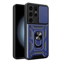 Hybrid Armor Camshield dėklas telefonui Samsung Galaxy S24 Ultra šarvuotas su kameros dangteliu - mėlynas