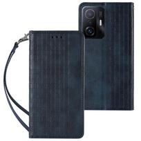 Magnetinis dėklas telefonui su dirželiu, pinigine ir mažu pakabuku (Xiaomi Redmi Note 11 Pro) - mėlynas