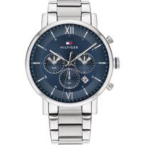 Tommy Hilfiger Evan Mėlynas Ciferblatas Sidabrinė Metalinė Apyrankė Vyriškas Kvarcinis Laikrodis 1710409 mėlyna