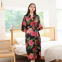 Patogūs namų drabužiai moterims, didelio dydžio, imituotas šilkas, kardiganas, ilgas klestintis chalatas, madingas, temperamentingas, elegantiškas One size