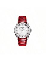 Tissot moteriškas laikrodis, kvarcinis mechanizmas, atsparus vandeniui 100m, su odiniu dirželiu, Modelis: T035.210.16.011.01 rožinė