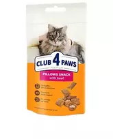 Club 4 Paws skanėstai katėms pagalvėlės su jautiena, 60 g