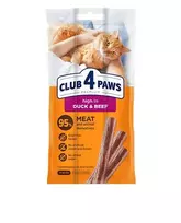 Club 4 Paws skanėstai katėms mėsos lazdelės su antiena ir jautiena, 3x5 g