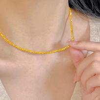 Trendy Broken Gold Sparkling Luxury Disco Necklace Women 24K Gold AU999 Popular Flattering 45cm