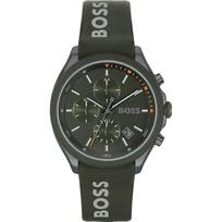 BOSS Velocity Juodas Žalias Silikoninis/Guminis Vyriškas Kvarcinis Laikrodis 1514060 juoda