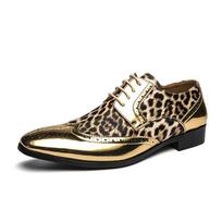 Nauji odiniai vyriški leopardo rašto Oxford tipo batai Vyriški oficialūs batai Patogūs vyriški kvėpuojantys Vyriški naktinio klubo stiliaus raišteliais užsegami laisvalaikio batai 44 auksas